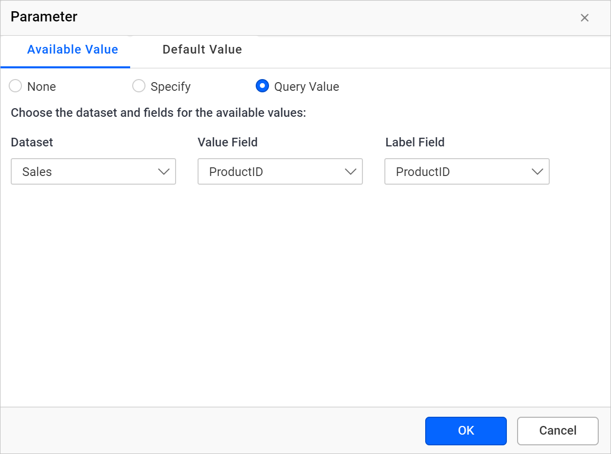 Available values query value fields